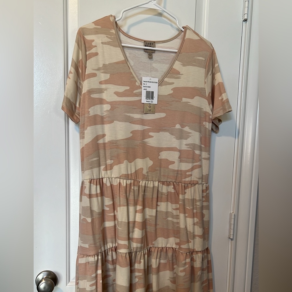 Camouflage pink dress.